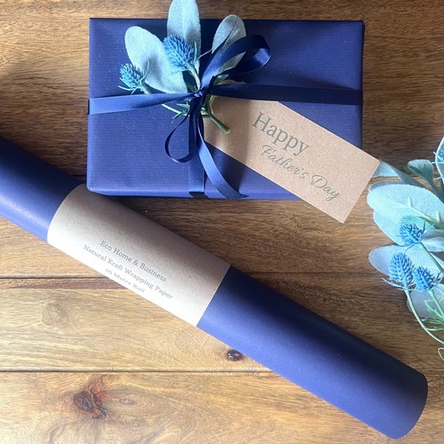 Wrapping paper navy - blue, kraft